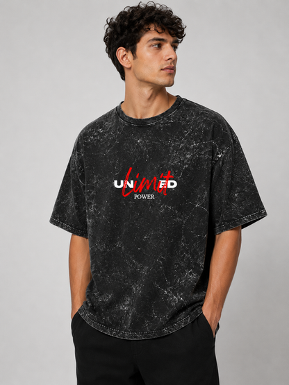 LAYER IT | POWER UNLIMITED | Unisex Acid Washed Oversized Tee