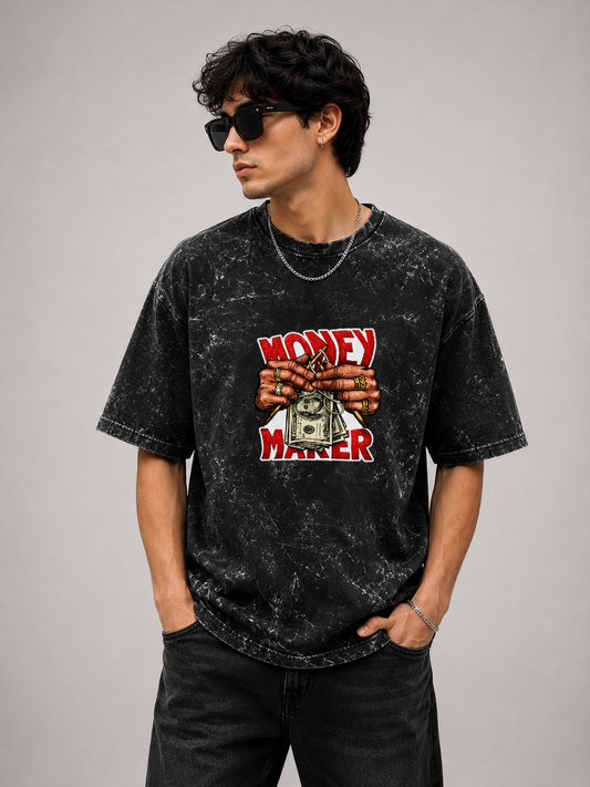 LAYER IT | MONEY MAKER | Unisex Acid Washed Oversized Tee